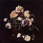 Henri Fantin-Latour Roses in a Basket on a Table painting